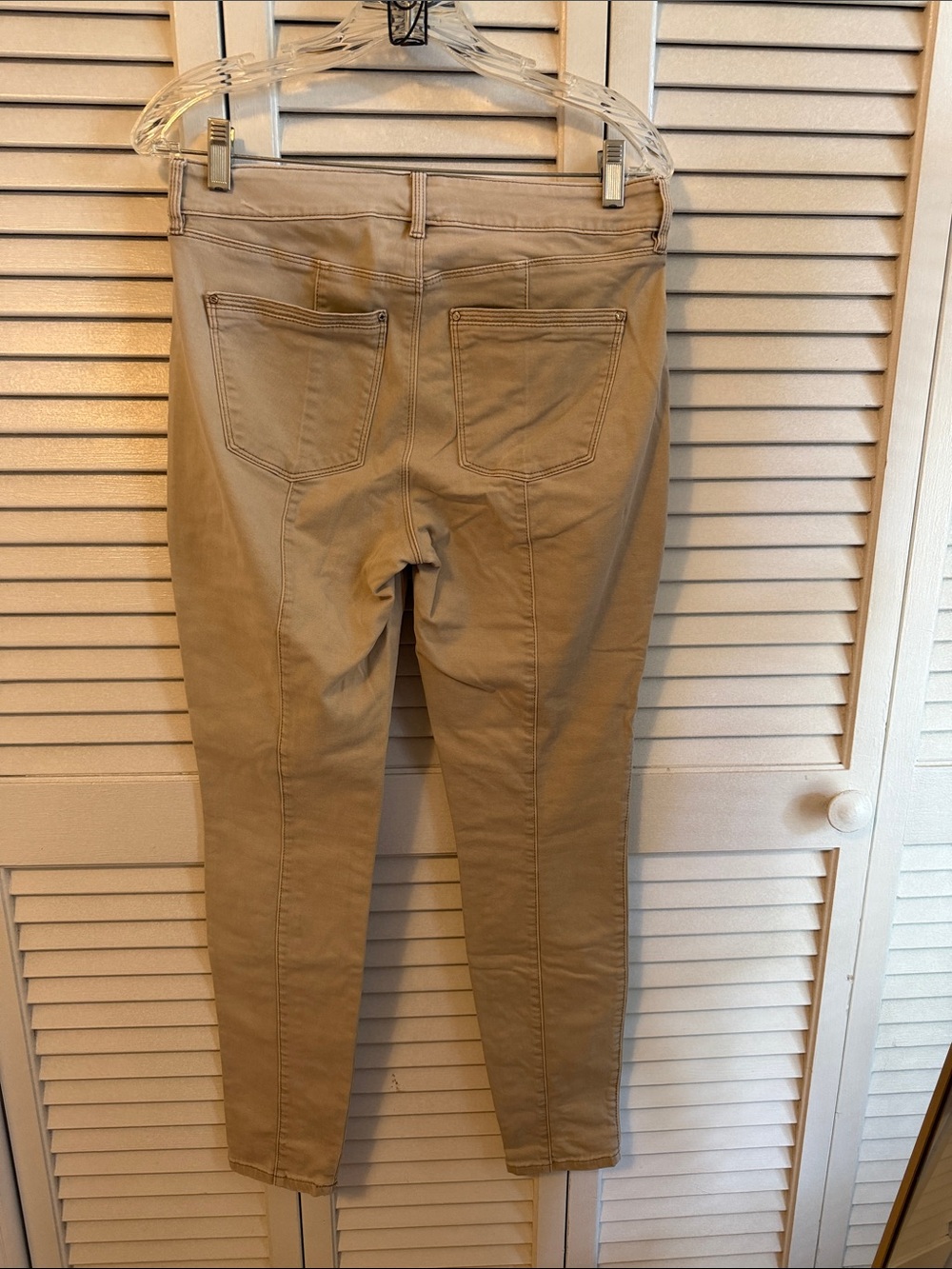 White House Black Market Tan Skinny Moto-Style Pants - Picture 3 of 10